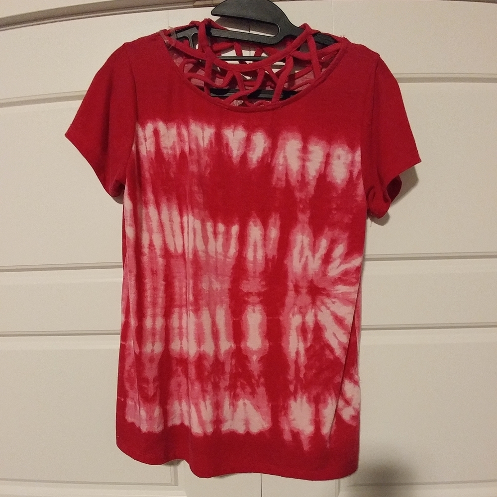 Tie die with cris cross blouse